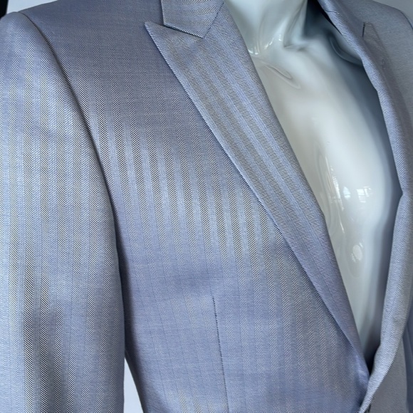 Versace Light Blue Herringbone Sport Jacket 48 Euro Short - Picture 6 of 14